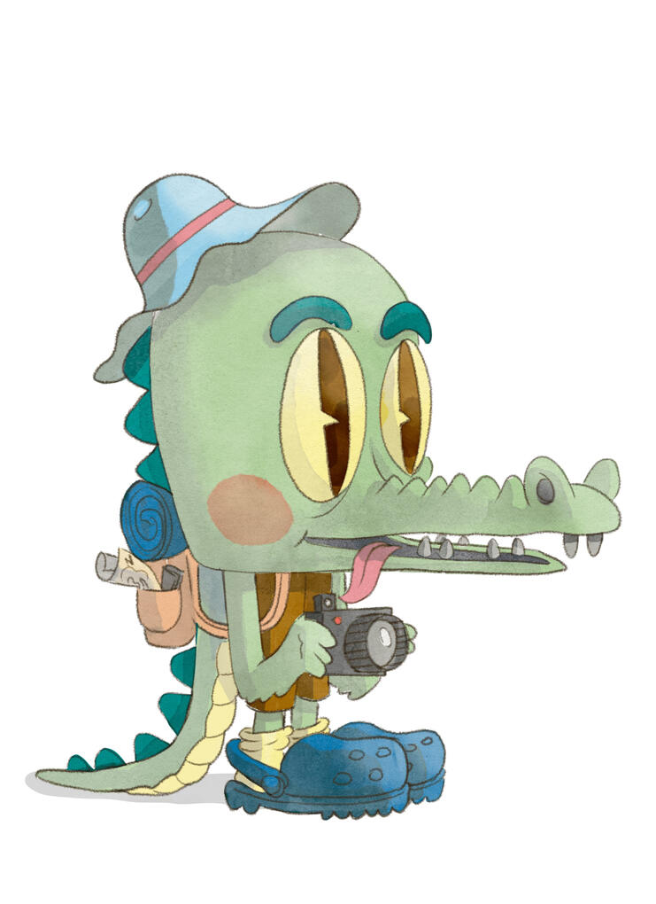 A crocodile who love travel