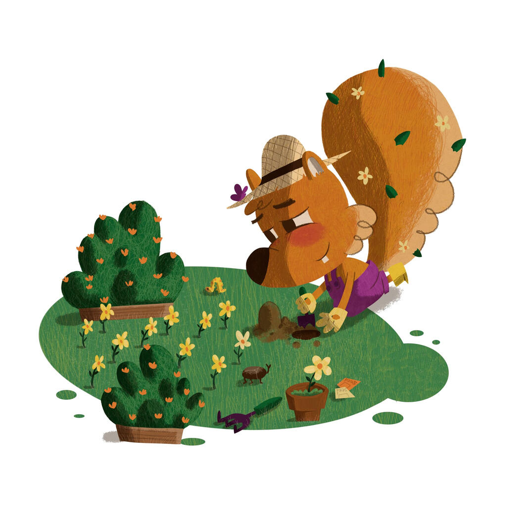Squirrel loves gardening Squirrel loves gardening