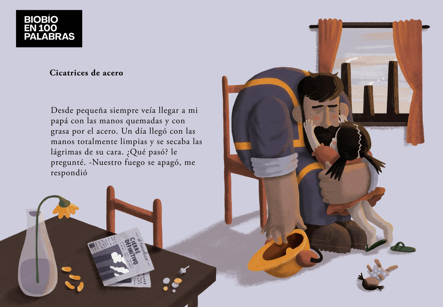 Cicatrices de Acero Biobio en 100 Palabras illustration